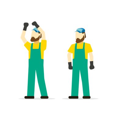 Tamirci vektör izole karikatür, mekanik kişi, alt karakter, onarım adam