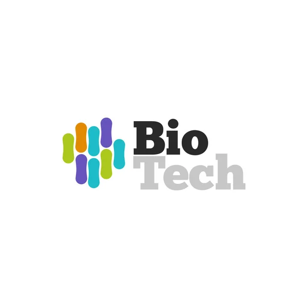 Biotech logo vector símbolo, biotecnología logotipo estructura molecular, microorganismo genético — Archivo Imágenes Vectoriales