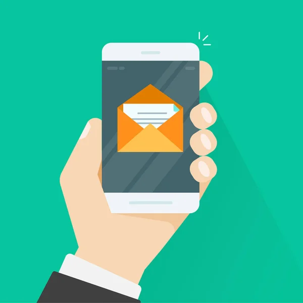 Mobiele telefoon e-mail vector, smartphone e-brief bericht envelop — Stockvector