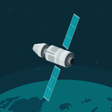 Uzay İstasyonu uçan earth yörünge vektör, uzay gemisi, kozmik gemi
