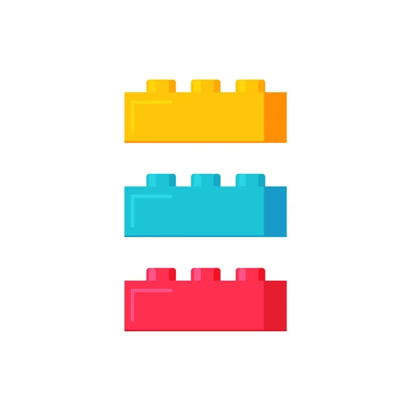 Блоки будівельні іграшки Векторні ілюстрації, плоский мультиплікаційний пластиковий колір будівельних блоків або цегляна іграшка ізольовані — стоковий вектор