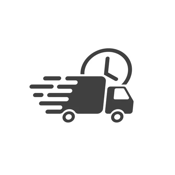 Icono de camión de entrega vector, furgoneta de carga de envío rápido, transporte de mensajería — Vector de stock