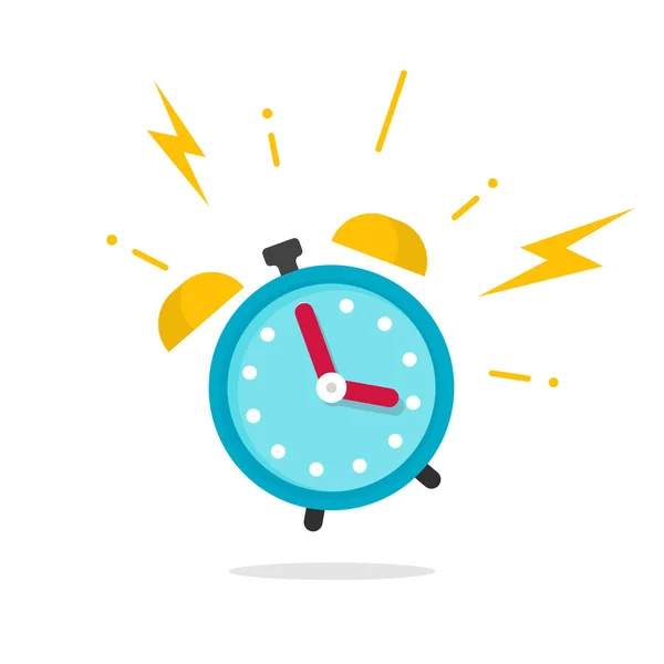 Alarm ringing icon vector illustration, flat carton alarm clock bells sound isolated on white background — Stock Vector
