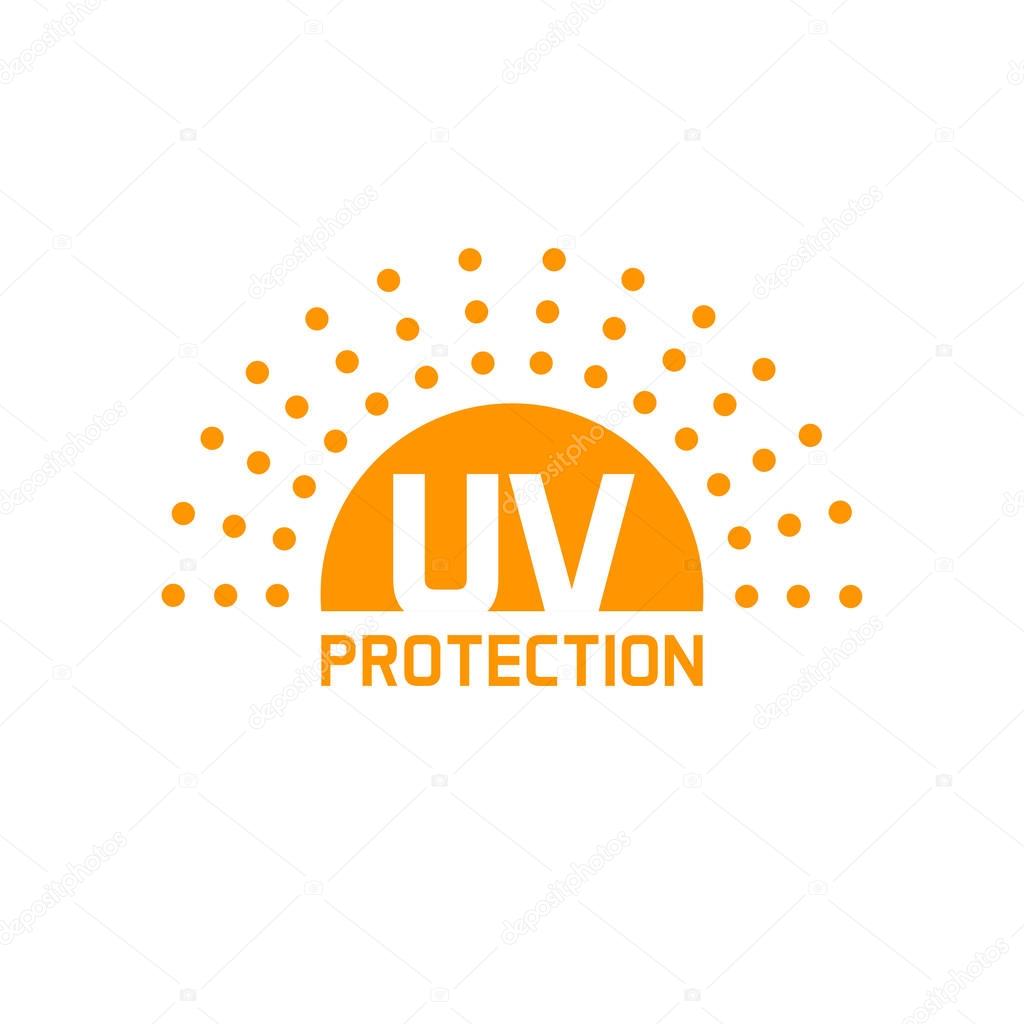 Uv protection icon vector isolated on white, anti sun protect label