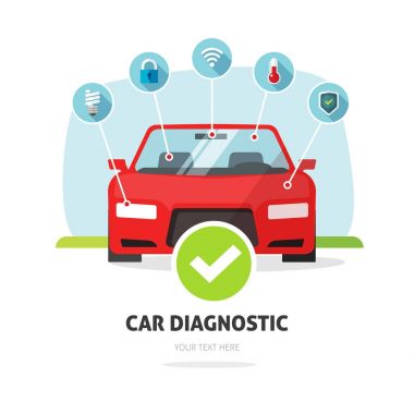 Araba tanı hizmeti kavramı vektör, otomatik bakım test istasyonu