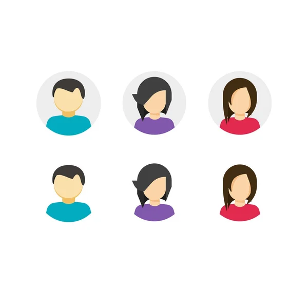 Setul meu de icoane de cont, stil de desene animate plat de butoane de avatar cu persoane femeie și bărbați, id sau simbol de conectare, pictogramă cerc cu fețe de oameni izolate pe clipart de fundal alb — Vector de stoc