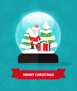 Kar dünya Noel Baba hediye, yılbaşı ağaçları, Merry Christmas