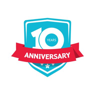 On 10 yıl yıldönümü etiket vektör, mavi 10 parti etiketi