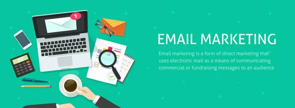 E-mail marketing banner, elektronikus levél, elemzés, vagy ellenőrzést hírlevél kampány adatok — Stock Vector