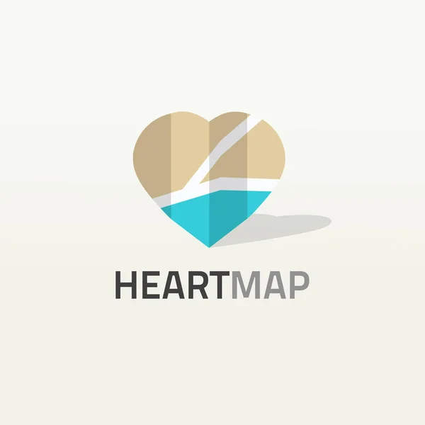 Ilustración del vector del logotipo del mapa en forma de corazón, ciudad amor lugar logo — Archivo Imágenes Vectoriales