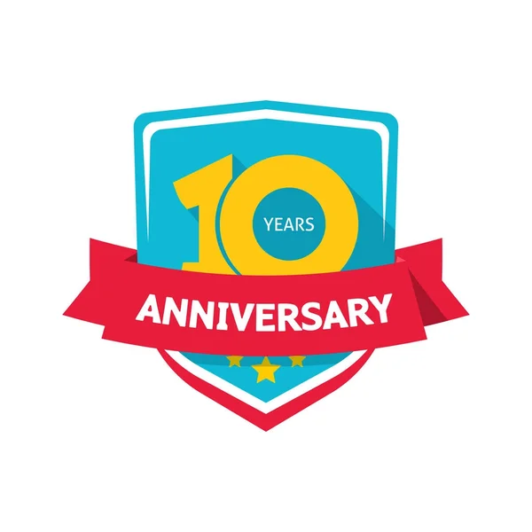 Tien jaar verjaardag sticker vector, kleurlabel 10e partij — Stockvector