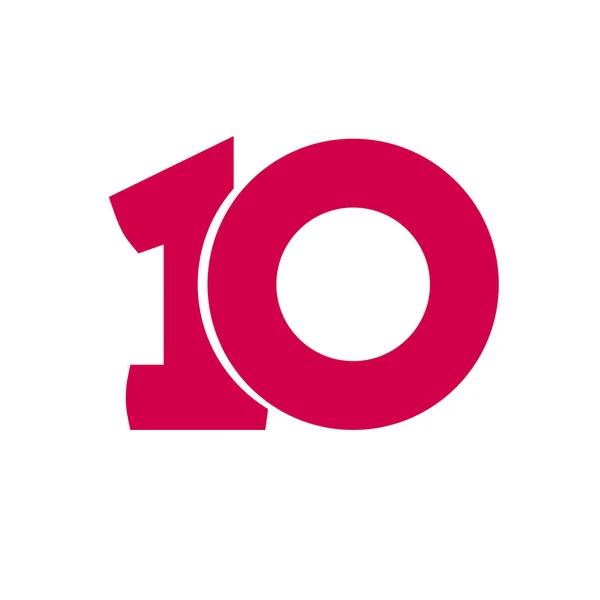 Número 10 símbolo vetorial, simples dez texto isolado — Vetor de Stock
