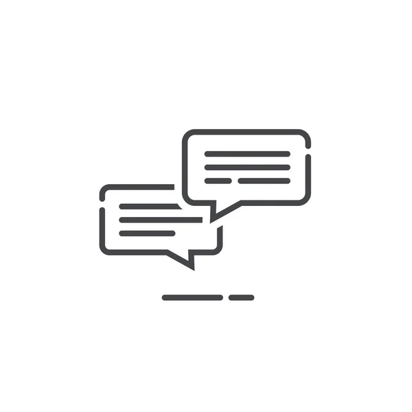 Messages de chat icône notification vectoriel illustration, ligne contour sms conversation bulles avec texte, chat symbole ou signe isolé, discours ou parler pictogramme d'art linéaire, commentaires ballons — Image vectorielle