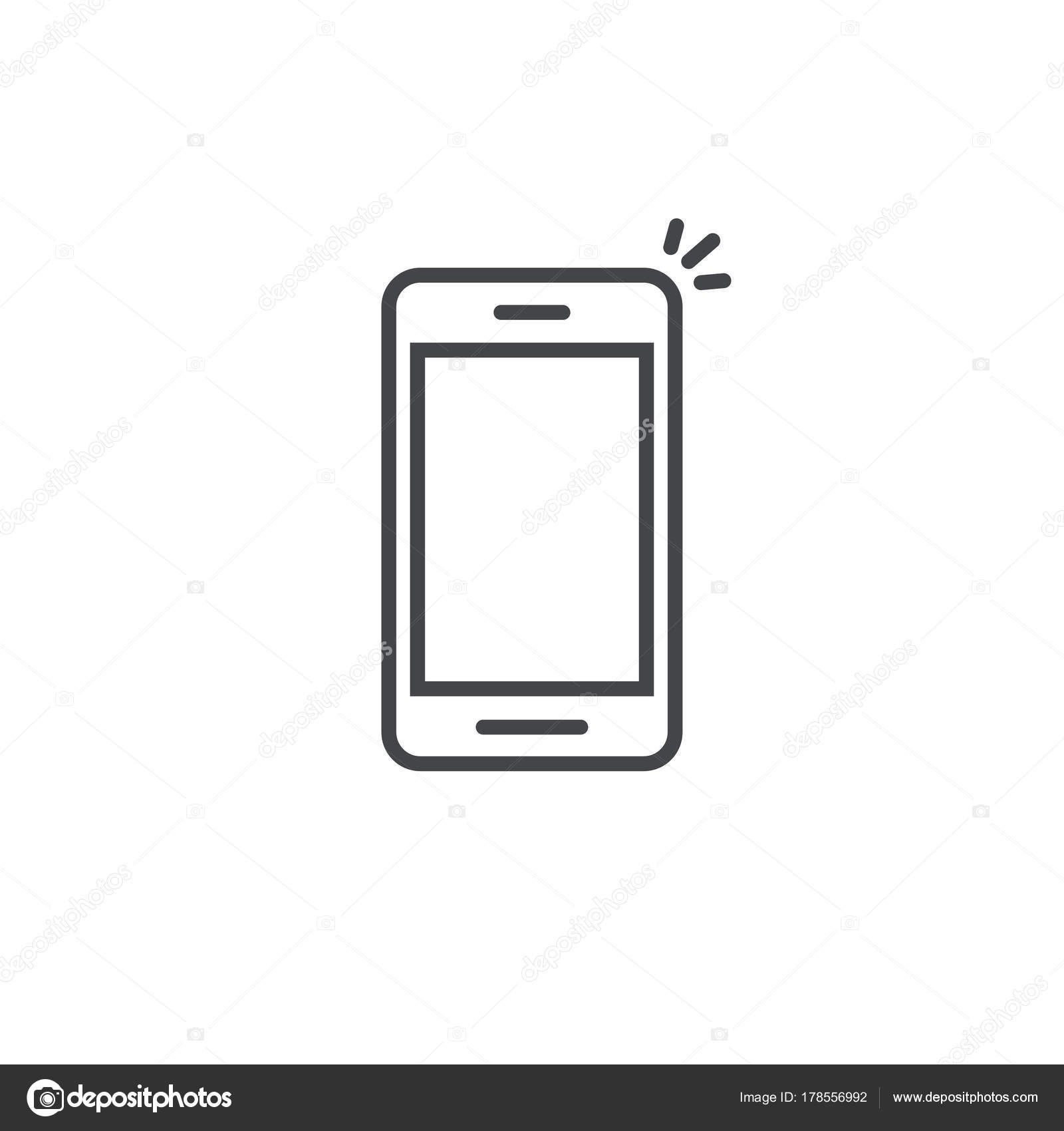 Mobile Phone Icon Vector Line Art Outline Smartphone Symbol Simple Linear Cellphone Pictogram Isolated On White Stock Vector C Vladwel