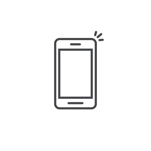 Mobiele telefoon pictogram vector, lijn kunst overzichtssymbool smartphone, eenvoudige lineaire cellphone pictogram geïsoleerd op wit — Stockvector