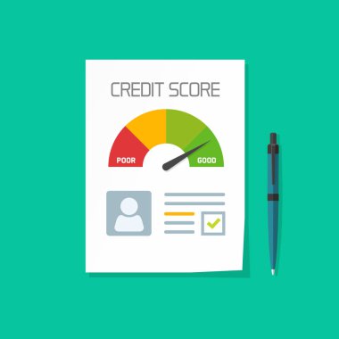 Kredi puanı belge vektör, kişisel verilerin kağıt sayfası grafik