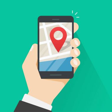 Cep telefonu coğrafi konumu, smartphone gps navigator şehir harita işaretçi