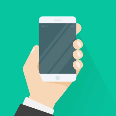 Akıllı telefon veya cep telefonu vektör çizim tutan el