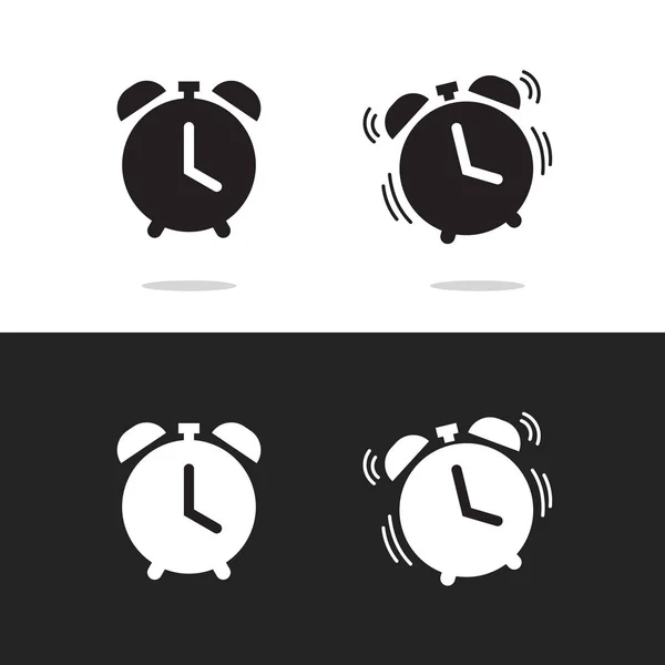 Reloj icono de alarma vector aislado sobre fondo blanco y negro — Vector de stock