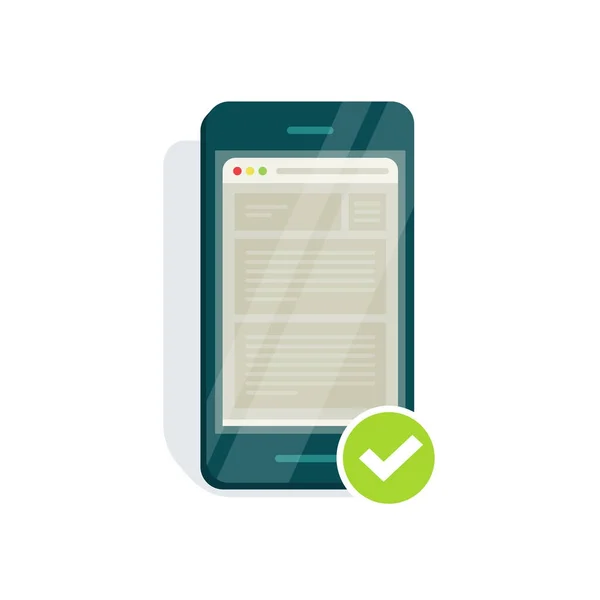 Mobile adaptado vector icono del sitio web, teléfono inteligente navegador de verificación del sitio sensible — Archivo Imágenes Vectoriales