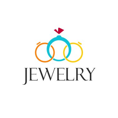 Beyaz arka plan üzerinde izole mücevher yüzük vektör logo şablonu