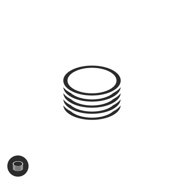 Pittogramma vettoriale a pila di monete, idea di elemento logo rotondo a contorno piatto — Vettoriale Stock