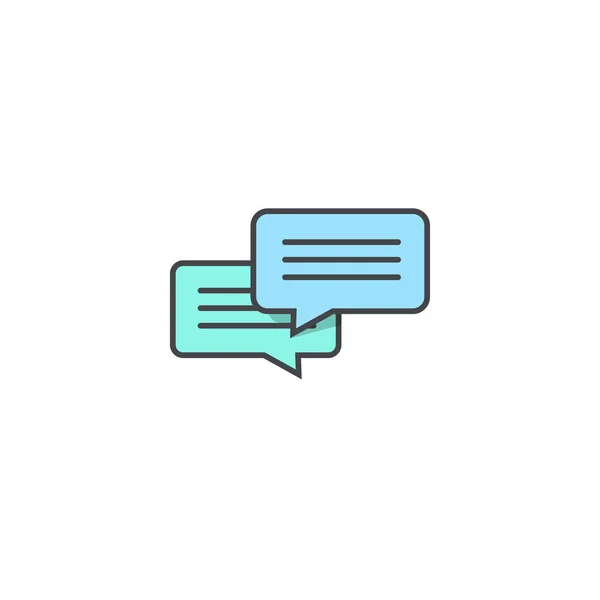 Vector de icono de chat aislado en fondo blanco, diseño de esquema de línea plana, símbolo de voz de burbuja de diálogo, concepto de mensajes, SMS de colores o icono de chat — Vector de stock