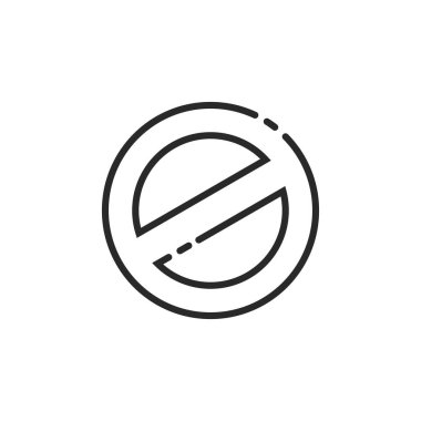 Yasak işareti simge vektör, satır anahat simgesi, iz yok yasak veya sınırlı ve clipart dikkat