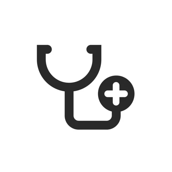 Stethoscope icône vectoriel ligne contour art noir et blanc symbole isolé, idée ou logo ou pictogramme clipart — Image vectorielle