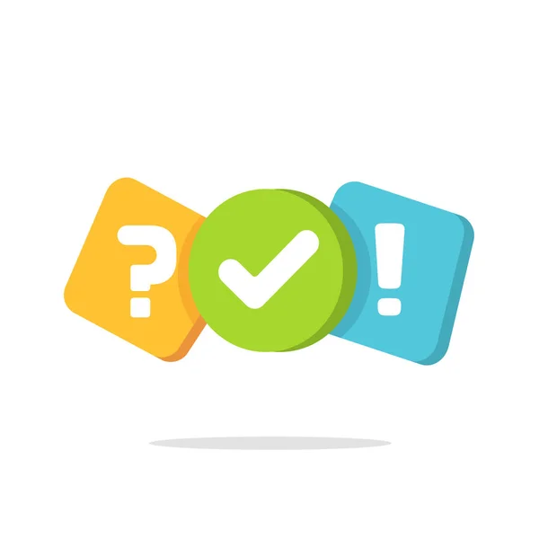 Quiz λογότυπο εικονίδιο διάνυσμα σύμβολο, επίπεδη χρώμα κινουμένων σχεδίων ομιλίες φούσκα με ερωτήσεις και να ελέγξετε τα σημάδια σήμα ως παιχνίδι ανταγωνισμού ή συνέντευξη λογότυπο, δημοσκόπηση ή ερωτηματολόγιο σύγχρονη δημιουργική εικόνα — Διανυσματικό Αρχείο