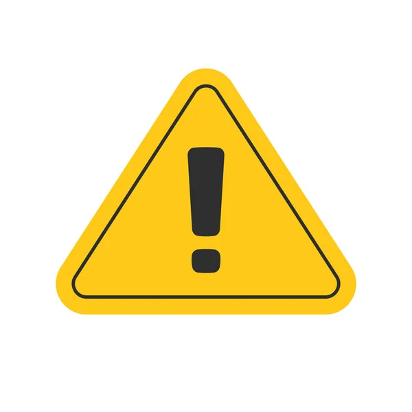 Σήμα κινδύνου προσοχή στο δρόμο ή προειδοποίηση κίτρινο τρίγωνο εικονίδιο με θαυμαστικό διάνυσμα επίπεδη σύμβολο κινουμένων σχεδίων, επικίνδυνη κίνδυνο ή σήμα πληροφοριών ασφαλείας clipart απομονώνονται σε λευκή εικόνα — Διανυσματικό Αρχείο