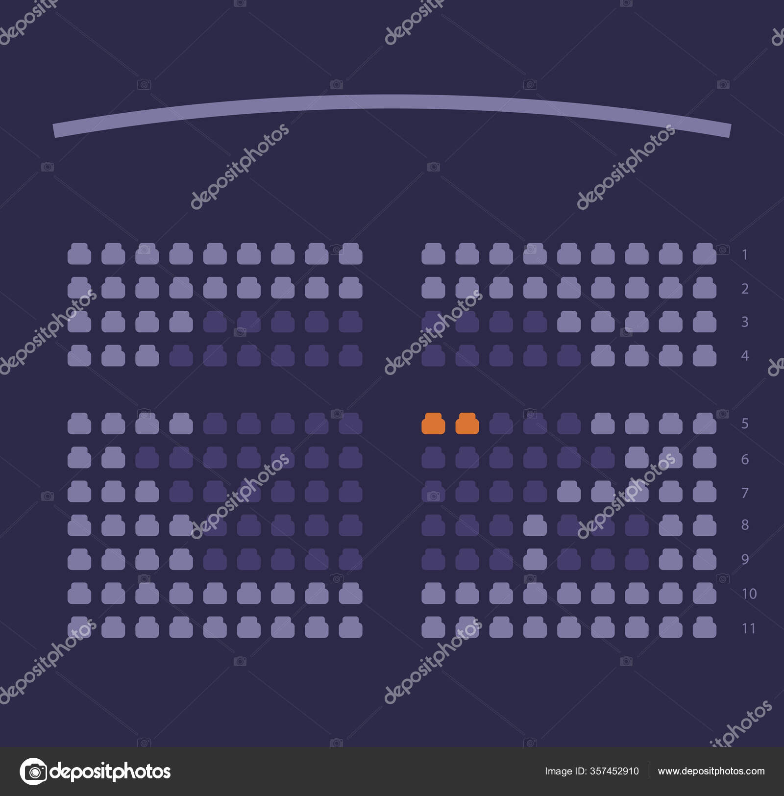 Cinema Seats Booking Online Ui Design Scheme Or Film Theatre Places Reservation Template Layout Vector Flat Cartoon Violet Dark Illustration Image Stock Vector Image By C Vladwel 357452910