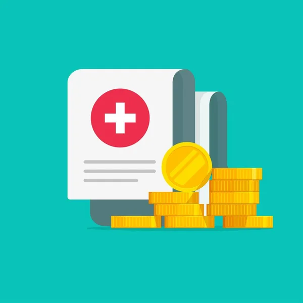 Медичний дорогий медичний документ з грошима Векторні ілюстрації плоский мультфільм або форма медичного страхування з готівкою як ідея дорогої медицини, витрати медикаментів або розрахунок витрат — стоковий вектор