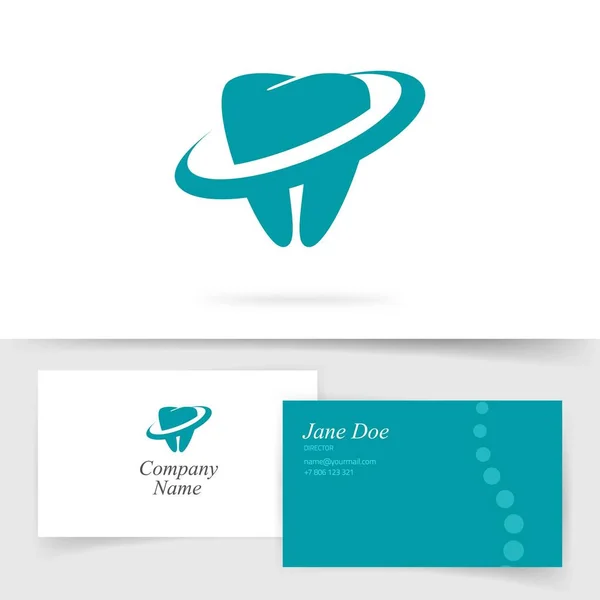 Zahnpflege Logo Vektor auf Visitenkarte-Attrappe oder Zahnpflege Klinik Stomatologie Logo Logotyp abstrakte Vorlage modernes Design — Stockvektor
