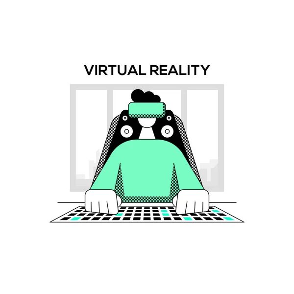 Realidade virtual jogador de computador pessoa — Vetor de Stock