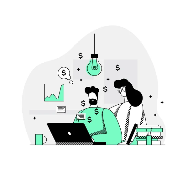 Equipo creador de dos personas — Vector de stock