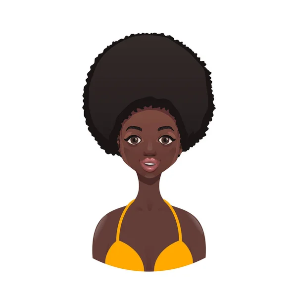 Beautiful black girl in a yellow bathing suit — Stock Vector