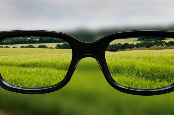 Visión clara a través de gafas enmarcadas negras —  Fotos de Stock