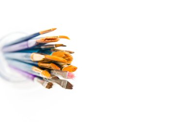 Boya fırçaları izole, sanatçı araçları kopya alanı ile kullanılan