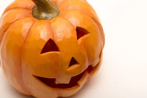 Pompoen hoofd geïsoleerd, gesneden gezicht voor halloween — Stockfoto