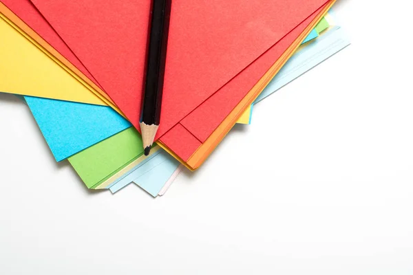 Sheets of bright colored art paper and pencil for drawing — Stock Photo, Image