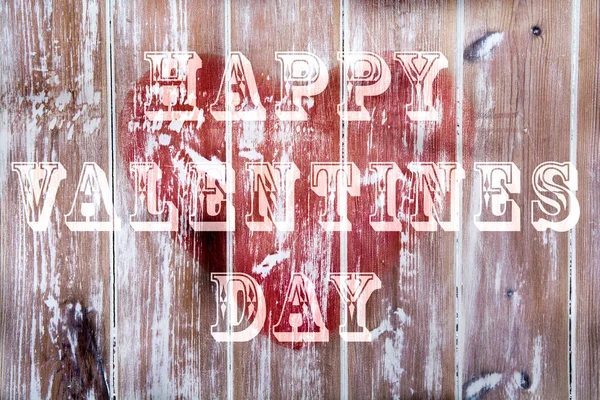 Sevgililer günü aşk kalp rustik ahşap zemin üzerine — Stok fotoğraf