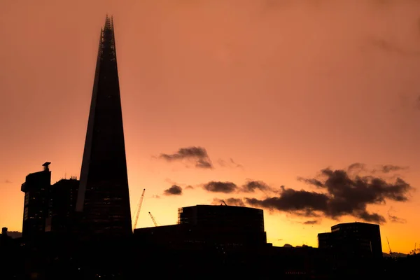 Naplemente Silhoutted Épületek Londoni Városkép — Stock Fotó