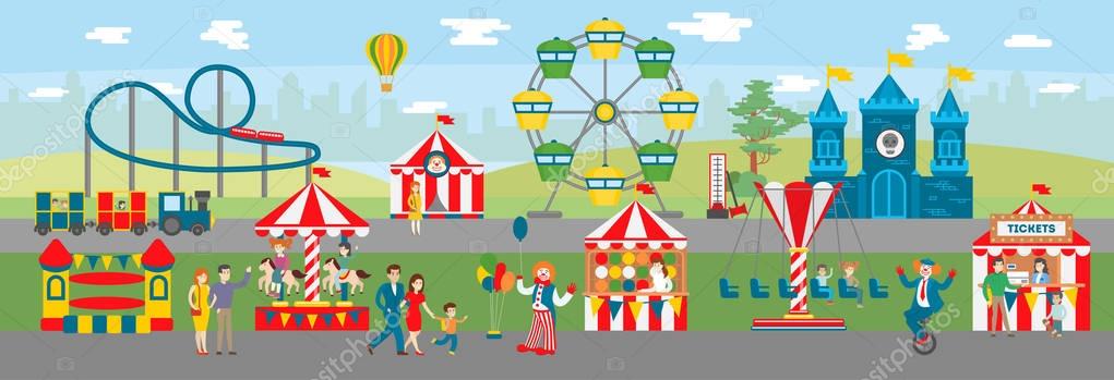 Amusement park illustration. Stock Illustration