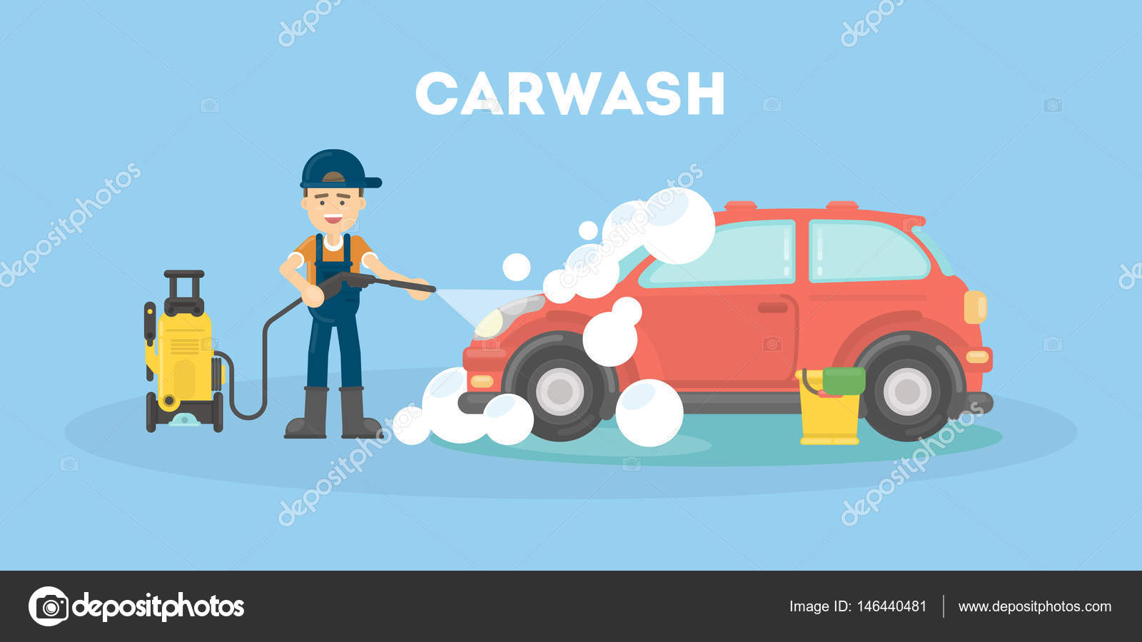 Car washing service. — Stock Vector © 146440481