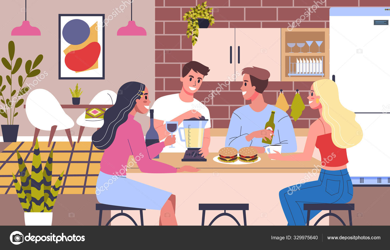 Gluckliche Freunde Verbringen Zeit Miteinander Und Plaudern Idee Von Freundschaft Vektorgrafik Lizenzfreie Grafiken C Inspiring Vector Gmail Com 329975640 Depositphotos