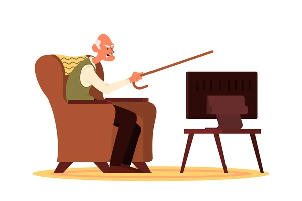Elderly people and couple sitting on the sofa or armchair and watching TV