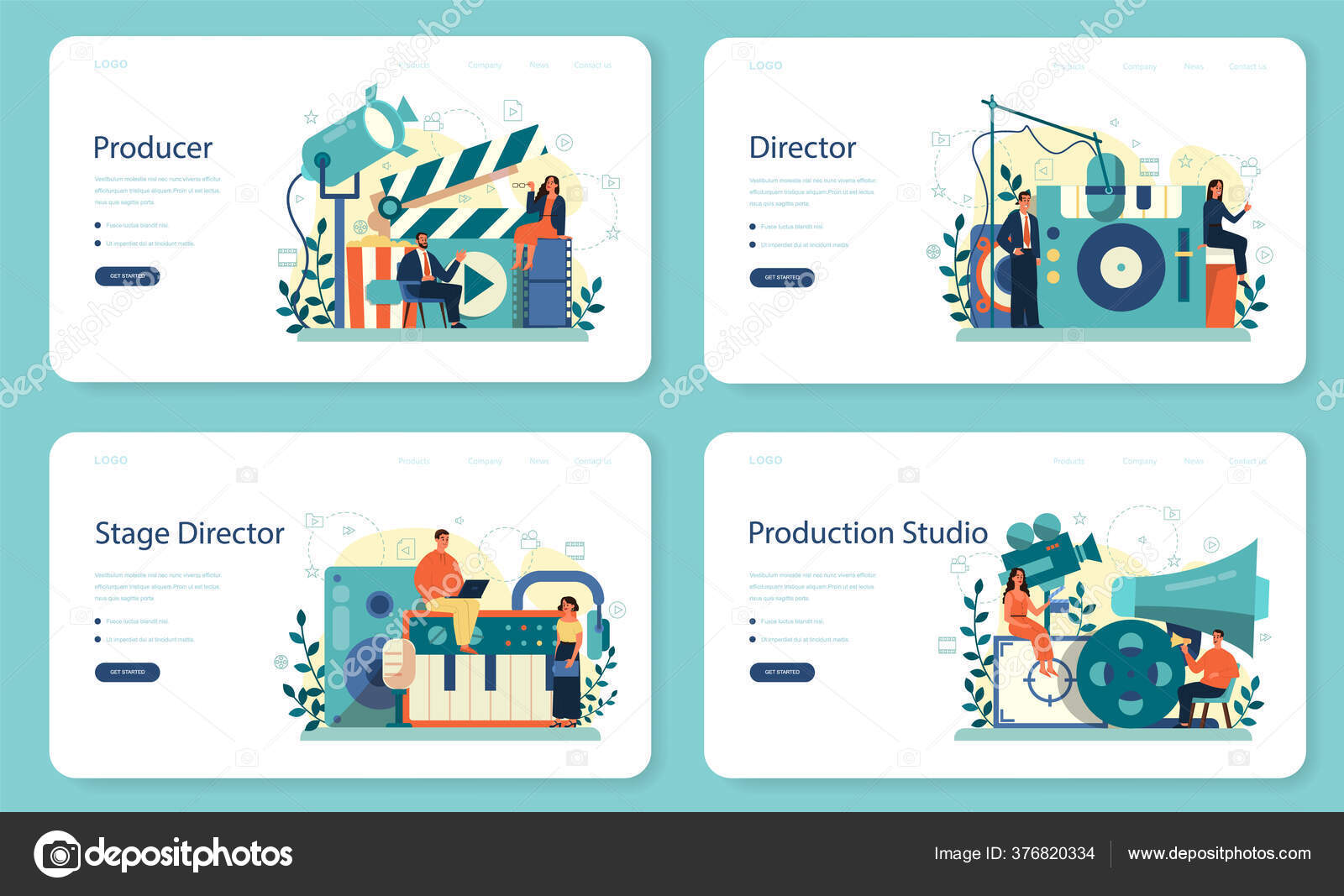 Producer Web Banner Or Landing Page Set Film And Music Production Stock Vector C Inspiring Vector Gmail Com