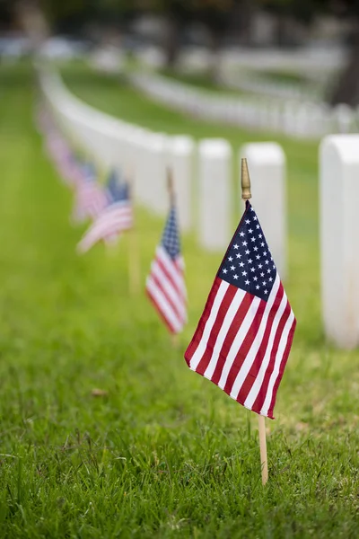 国立墓地 - 記念日に小さなアメリカの国旗を表示します。 — ストック写真