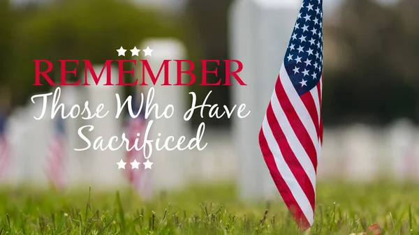 Piccola bandiera americana al cimitero nazionale - Memorial Day display  - — Foto Stock